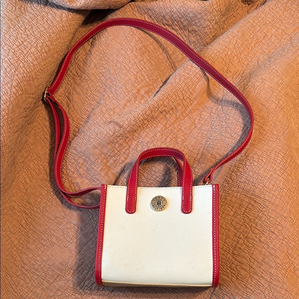 Tommy Hilfiger Red and Cream Mini Bag with Gold Hardware